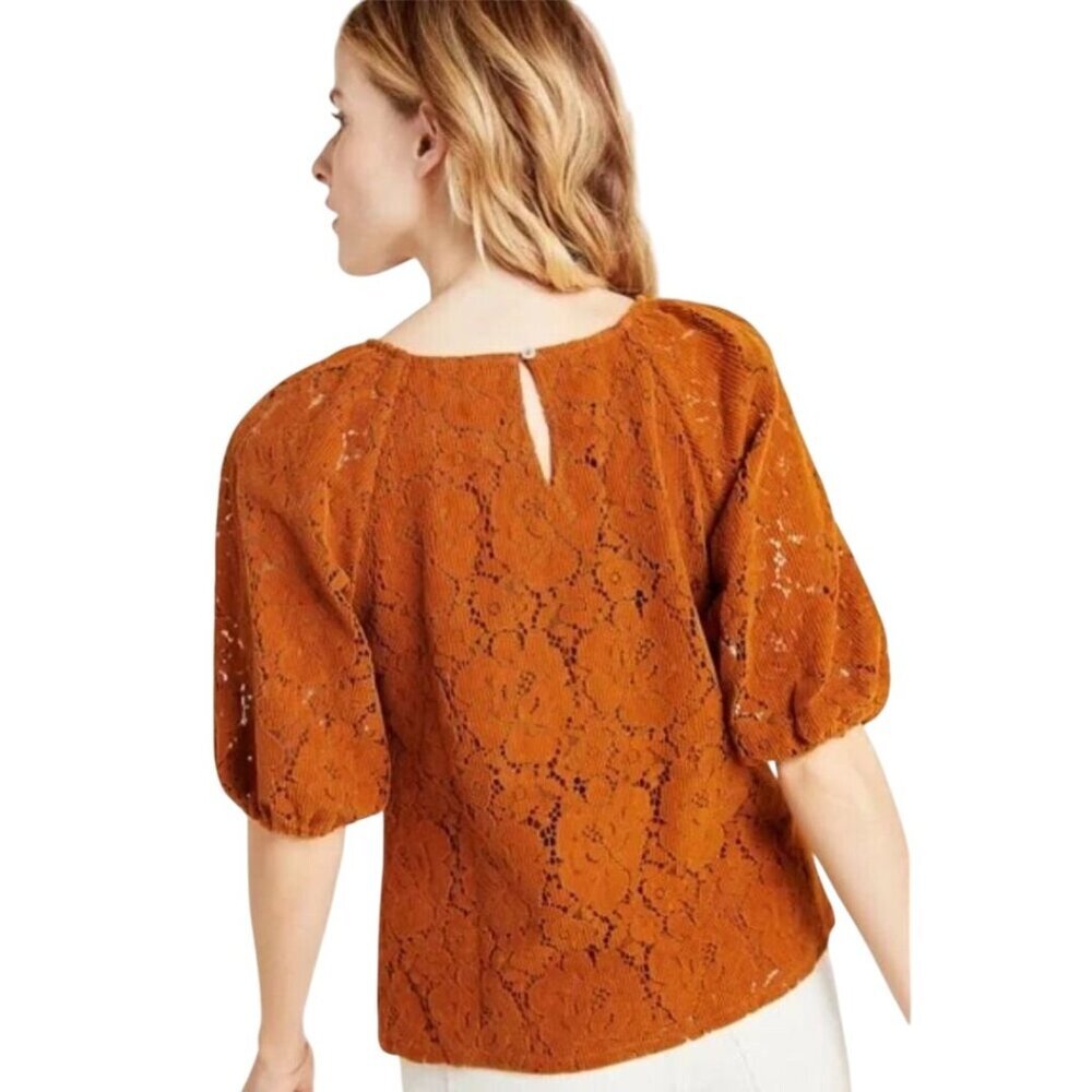 Anthropologie NWT Dolan Left Coast Norah Floral Corduroy Blouse Camel Size 3X - Picture 4 of 11